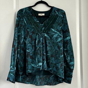 Flowy Geometric Printed High Low Blouse